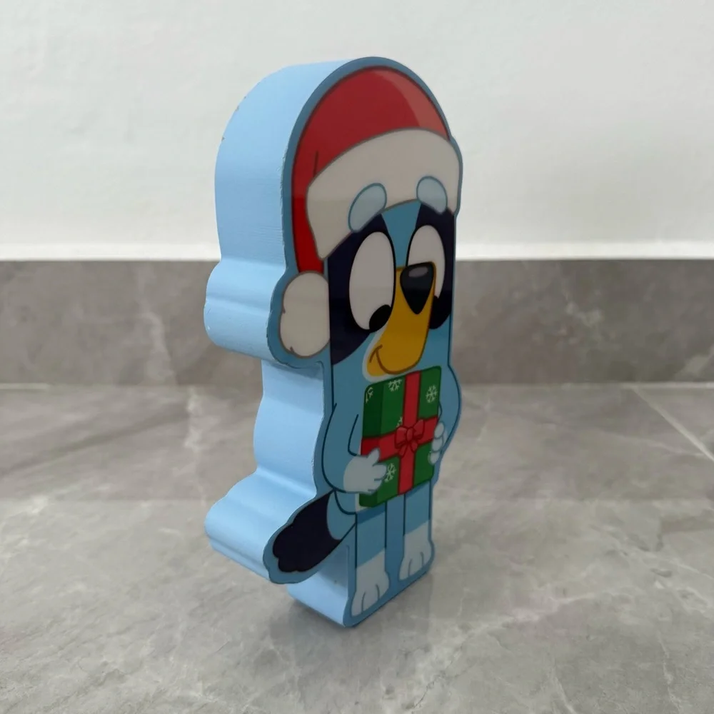Bluey Dog Christmas Present Wooden Lacquer Figure Wall Hanging Table Home Decor